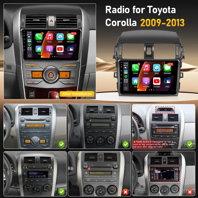 Alt view image 2 of 4 - 8Core 4G+64G Upgrade Radio for Toyota Corolla 2009 2010 2011 2012 2013 Stereo with Carplay Android Auto, Android 13 9inch Touch Screen for Corolla Head Unit with SWC Bluetooth FM GPS + Backup Camera