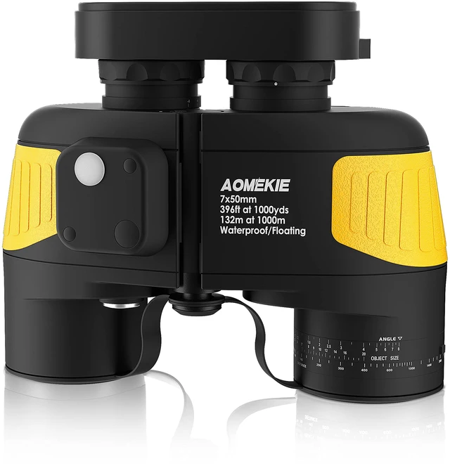 Main image of 7x50 Waterproof Marine Binoculars for Adults with Rangefinder Compass BAK4 Prism FMC Lens for Birdwatching Hunting Boating Fishing Water Sports(Yellow)