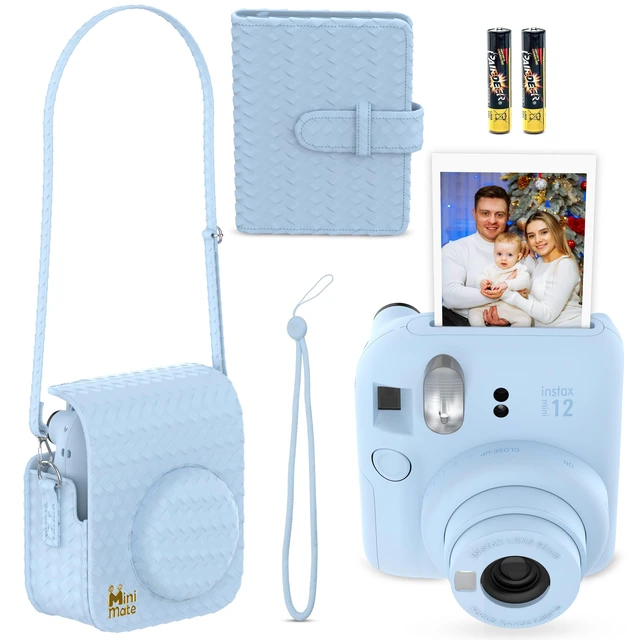 Alt view image 2 of 4 - Instax Mini 12 Instant Camera Pastel Blue + Minimate Custom Designed Case + Fuji Instax Film 10 Sheets & Album