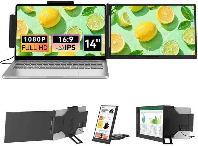 Main image of Laptop Screen Extender 14.1" 1080P IPS, Dual Screen Portable Monitor for Laptop 13-17.3", Plug & Play Monitor Extender with USB-C/HDMI, Travel Monitor for Work & Home Office Mac/Windows/Chrome/Android