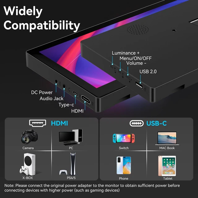 Alt view image 3 of 4 - 10.3 Inch Small Touchscreen Monitor, 400cd/m², IPS Stretched Bar LCD Mini Travel Touch Display 1920 * 720 HDMI USBC, Portable Touch Screen for Laptop Computer Windows Aida64 GPU CPU RAM Monitoring
