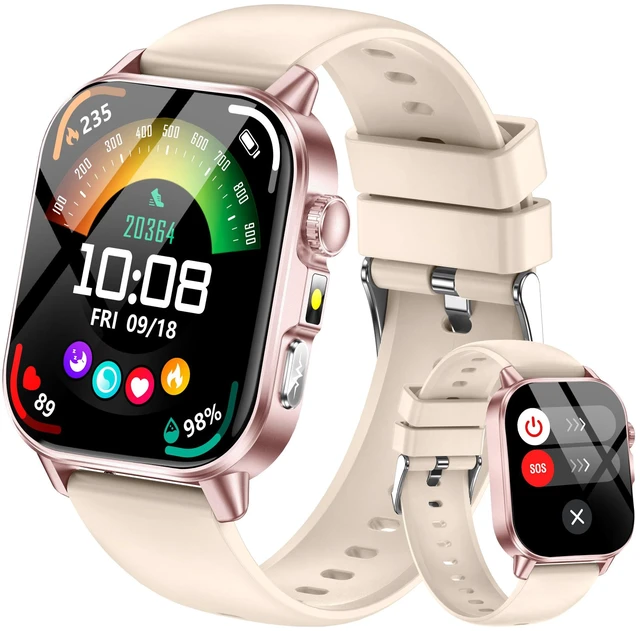 Main image of Smart Watch for Men Women, Health Fitness Tracker with 24/7 Heart Rate Blood Oxygen Blood Pressure Sleep Tracking, Bluetooth Calls, 450mAh Battery, IP68 Waterproof Activity Tracker (Khaki)