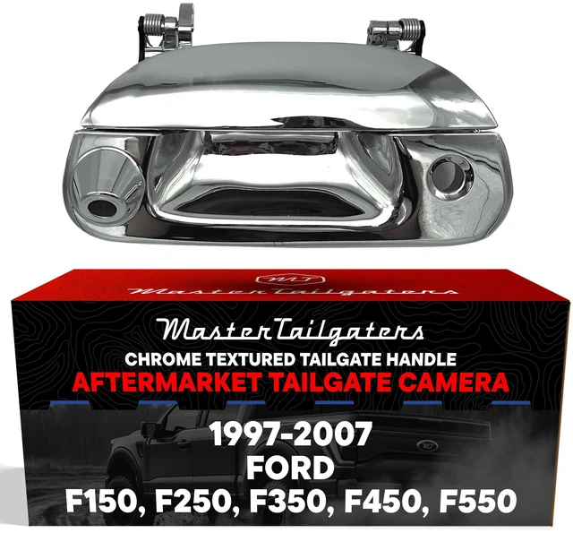 Main image of Chrome Tailgate Handle with Backup Camera Replacement for Ford F150 F250 F350 F450 F550 (1997-2007) | IP68 Waterproof | Parking Grid Lines Available | Easy to Install
