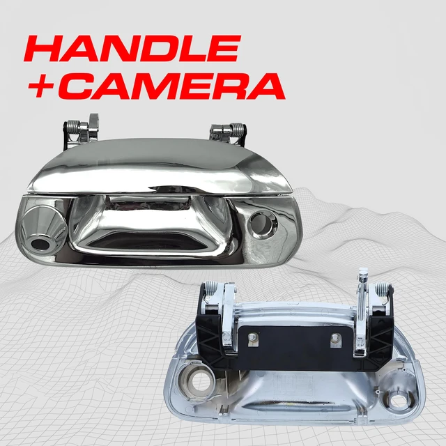Alt view image 2 of 4 - Chrome Tailgate Handle with Backup Camera Replacement for Ford F150 F250 F350 F450 F550 (1997-2007) | IP68 Waterproof | Parking Grid Lines Available | Easy to Install