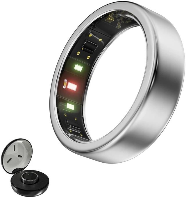 Main image of Smart Ring for Women & Men, Titanium Sleep & Heart Rate Tracker with SpO2 Monitoring, Ultra-Light Fitness Ring, No SubscriptionSilver 9