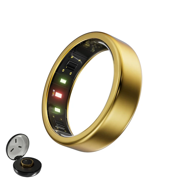 Main image of Smart Ring, Titanium Health & Fitness Tracker with Sleep, Heart Rate & SpO2 Monitoring, Ultra-Light, 4-6 Day Battery, No Subscription, for Women & Men, Gold, Size 9