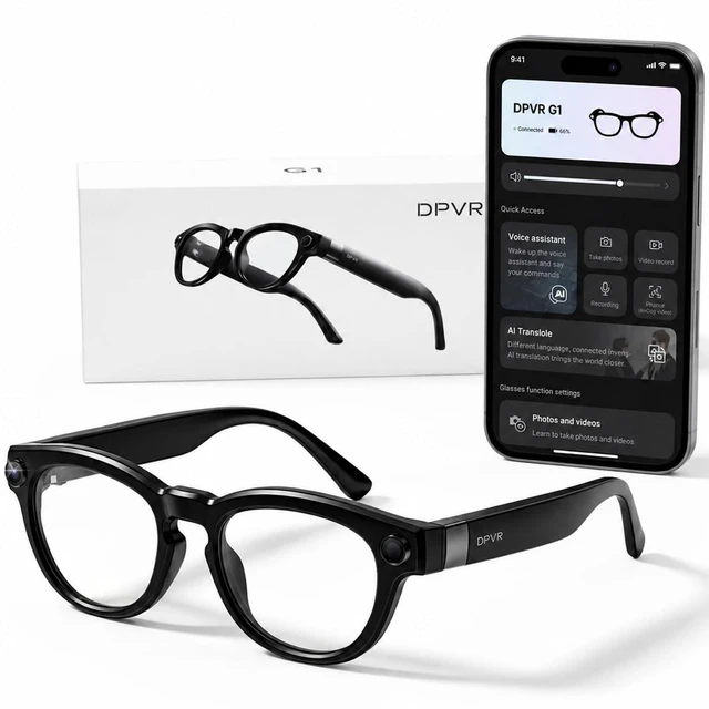 Main image of AI Smart Glasses with Camera and Bluetooth 8MP HD Camera Glasses for Men & Women, Video Recording Glasses with Voice Assistant, 144-Language Real-Time Translation, for Travel, Work, Music, Vlog