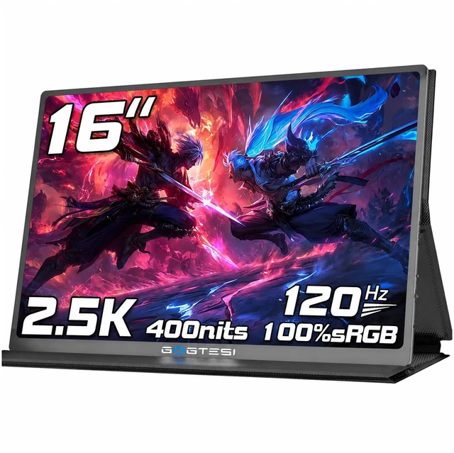 Main image of 16 Inch 120Hz Portable Gaming Monitor, 100% sRGB 2.5K QHD 400nits Portable Monitor with HDR, Ultra Slim, Eye Care, External Second Screen for Laptop/PC/PS5/Mac/Xbox