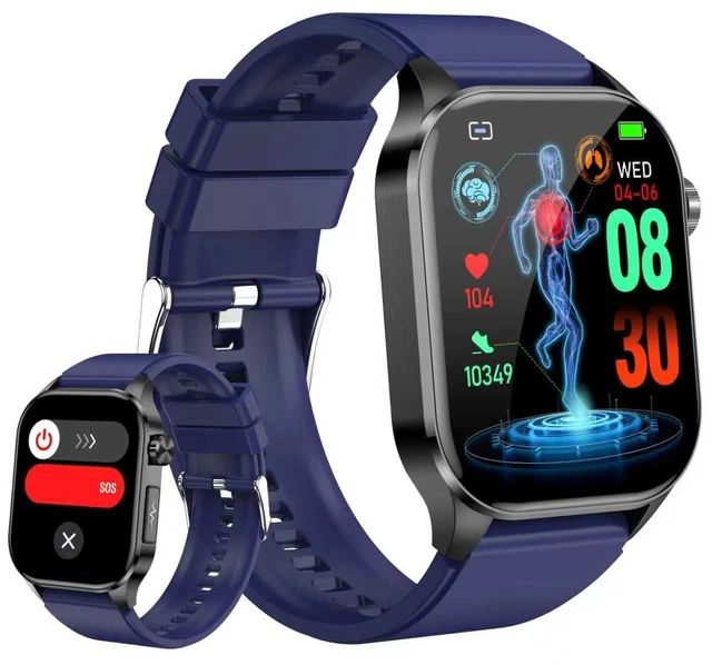 Main image of Smart Watch for Men Women with Bluetooth Calls, Blood Pressure Heart Rate Blood Oxygen Stress HRV Monitor Sleep Tracker, 150+ Sports Modes Fitness Tracker, IP68 Waterproof, Pedometer (Blue)