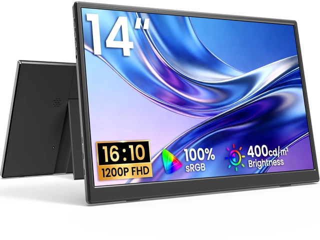 Main image of Portable-Monitor-for-Laptop 14 inch FHD 1920 * 1200P USB C HDMI Ultra-Slim IPS Travel Display w/Smart Cover & Speakers, HDR Plug&Play, External Monitor for Laptop PC, Phone,Mac
