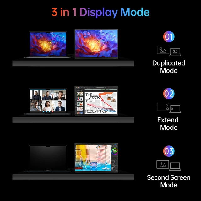 Alt view image 3 of 4 - Portable-Monitor-for-Laptop 14 inch FHD 1920 * 1200P USB C HDMI Ultra-Slim IPS Travel Display w/Smart Cover & Speakers, HDR Plug&Play, External Monitor for Laptop PC, Phone,Mac