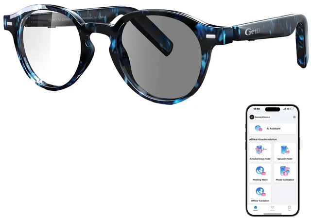 Main image of AI Glasses for Men & Women - Blue Tortoiseshell Smart Glasses with 145-Language Translation, Blue Light Blocking, Polarized & Photochromic Lenses,11-Hour Music Play for Travel and Daily Use