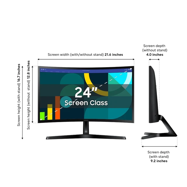 Alt view image 3 of 4 - 24" Essential S3 (S36GD) Series FHD 1800R Curved Computer Monitor, 100Hz, Game Mode, Advanced Eye Comfort, HDMI and D-sub Ports, LS24D366GANXZA