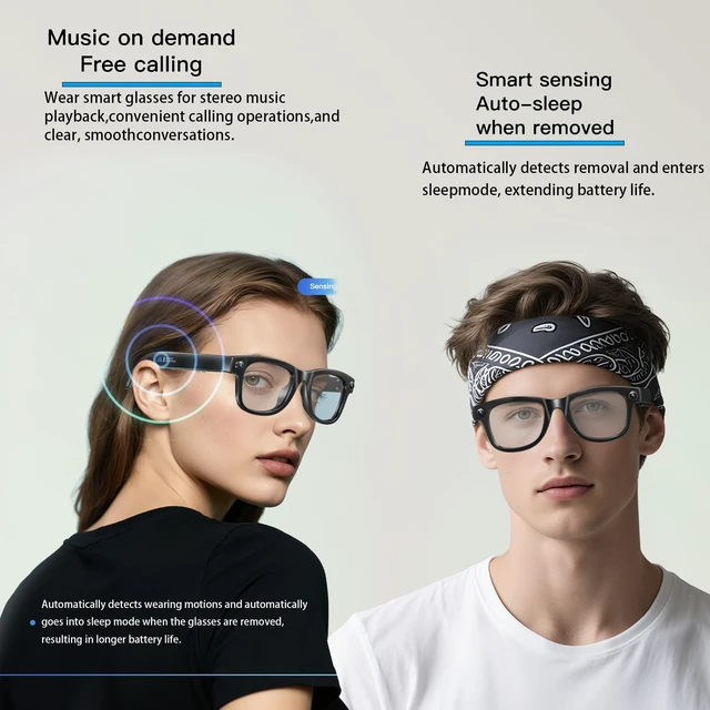 Alt view image 4 of 4 - AI Smart Glasses with 4K Camera & Audio | Bluetooth Video Recording Sunglasses with ChatGPT Translation, Voice Control, EIS Stabilization, Object Recognition, Smart Glasses for Men & Women (Black-Q6)