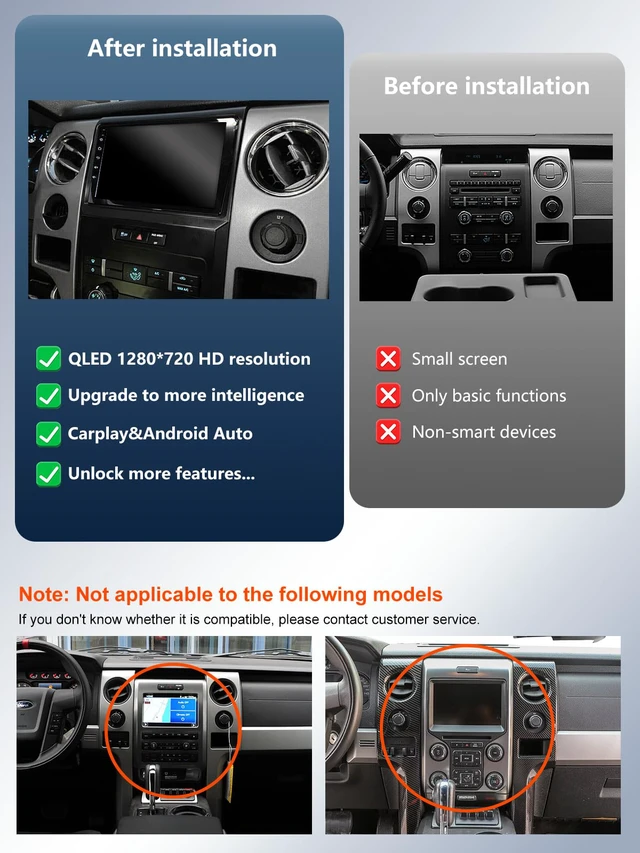 Alt view image 3 of 4 - 5G(WiFi6) Car Stereo for Ford F150 F-150 2009-2012 Android 13 with Wireless CarPlay Android Auto, 9 inch IPS Touchscreen Car Radio Player with 1080P Backup Camera/FM/SWC