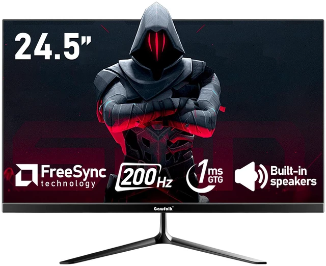 Main image of 24.5 Inch PC 200Hz Gaming Monitor, FHD 1080p screen, Built-in speakers,1ms without Bezel, freesync, 99% sRGB, 178 ° Angle View, HDMIDisplayPort, Compatible with wall mounting 75*75MM - Black