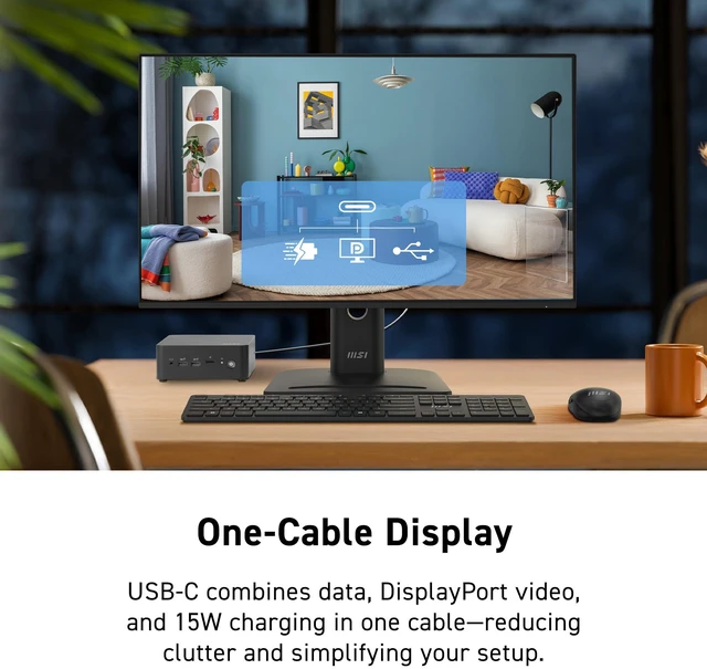 Alt view image 3 of 4 - PRO MP272 E14C 27-inch IPS 1920 x 1080 (FHD) Office Monitor, 144Hz, Free-Synch, HDMI, USB C (15W Power Delivery), VESA Mountable, Tilt, Speaker, 4-Side Slim Bezel 1ms, Black