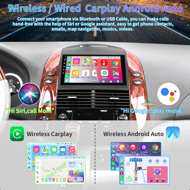 Alt view image 3 of 4 - Android 14 Car Radio for Toyota Sienna 2004 2005 2006 2007 2008 2009 2010, 4+64GB 9 Inch IPS Touch Screen Sienna Stereo with Wireless CarPlay & Android Auto, Bluetooth/WiFi/GPS/FM/SWC+Backup Camera