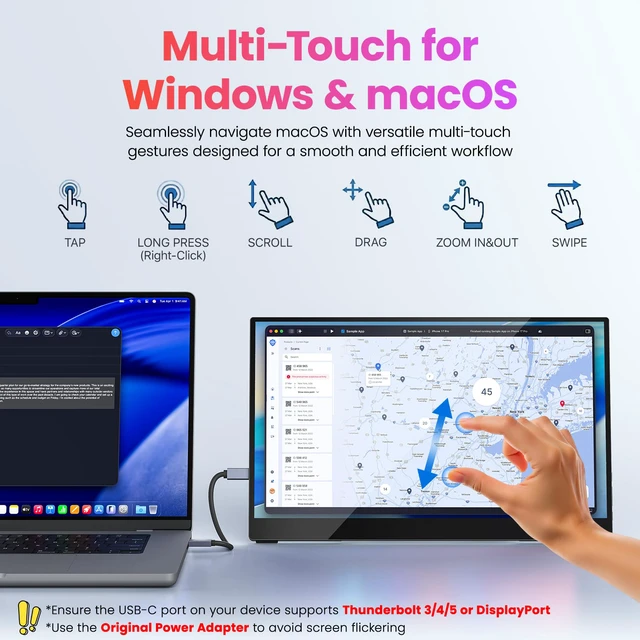 Alt view image 2 of 4 - Portable Monitor 15.6 inch FHD 90% sRGB 60Hz HDR HDMI USB-C Travel Monitor for Laptop MacBook PC Surface PS5 Xbox, External Display with Kickstand & Speakers, VESA Compatible