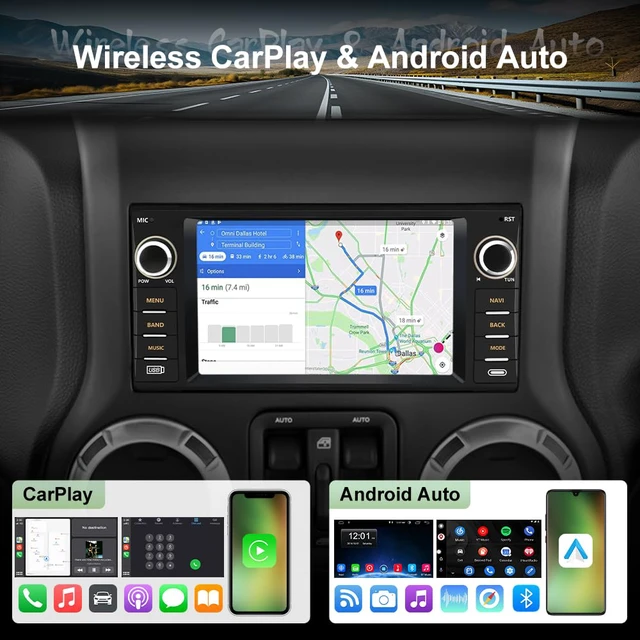 Alt view image 3 of 4 - Android 13 Car Radio Stereo for Jeep Wrangler JK 2007-2018 Dodge RAM 1500 2500 3500 2009-2012 4 Core CPU 2G RAM 64G ROM with Wireless CarPlay/Android Auto/GPS/HD Backup Camera/Bluetooth