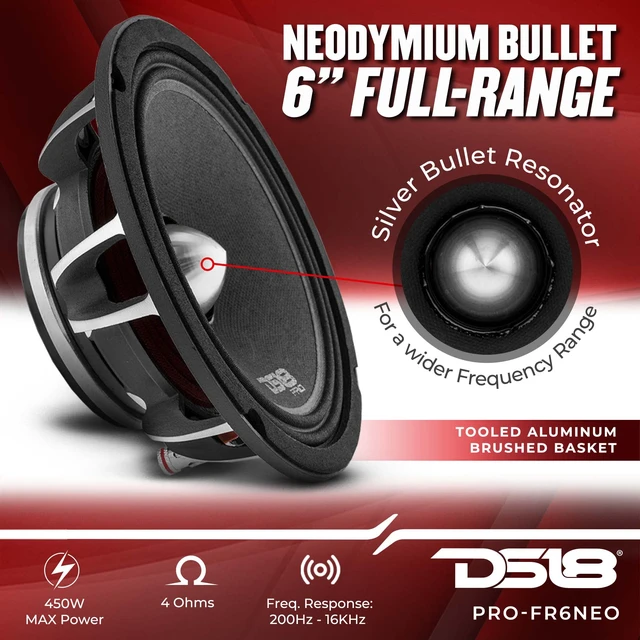 Alt view image 2 of 4 - PRO-FR6NEO Loudspeaker- 6.5", Full-Range, Silver Aluminum Bullet, 450W Max, 225W RMS, 4 Ohms, Neodymium Magnet - The Most Elegant Neodymium Full Range Loudspeakers Available,Black,PROFR6NEO