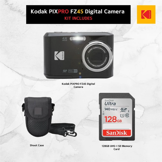 Alt view image 2 of 7 - Kodak PIXPRO FZ45 Digital Camera (Black), Point & Shoot Camera Case, Sandisk 128GB SDXC Memory Card