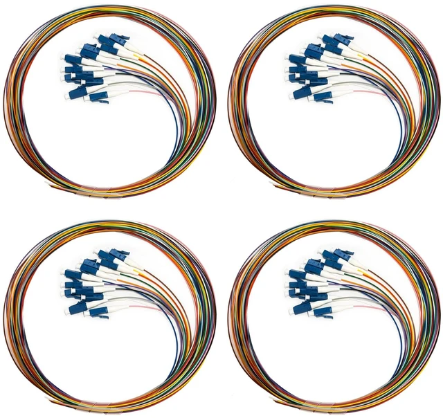 Main image of Bangun (4Pack) 12 Strand Singlemode 9/125 LC-UPC Fiber Pigtail, Fiber Optic Pigtail, 1.5 Meters LC Cable