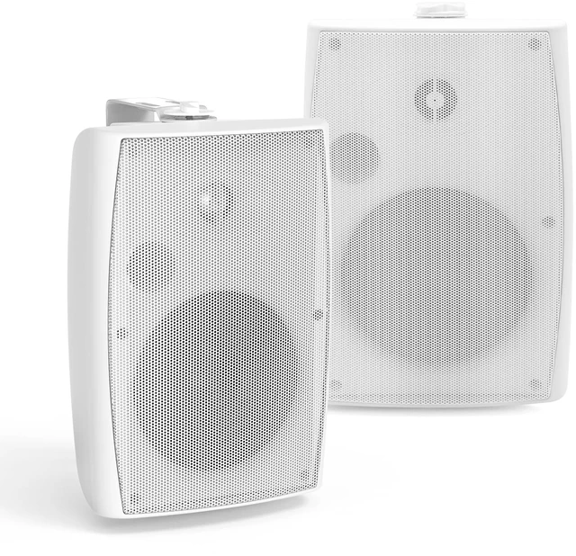 Main image of 4" Passive Outdoor Speakers Waterproof Wired, 200W Wall Mount Speakers with Superior Sound,Dual Swivel Brackets for Patio/Deck/Backyard (Pair, White)