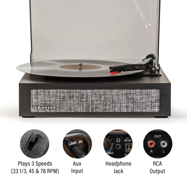 Alt view image 2 of 4 - CR6042A-BK Scout 3-Speed Bluetooth Turntable with Built-in Speakers, Black