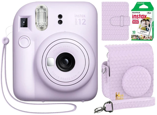 Main image of Instax Mini 12 Instant Camera Lilac Purple + Minimate Custom Designed Case + Fuji Instax Film 10 Sheets & Photo Album