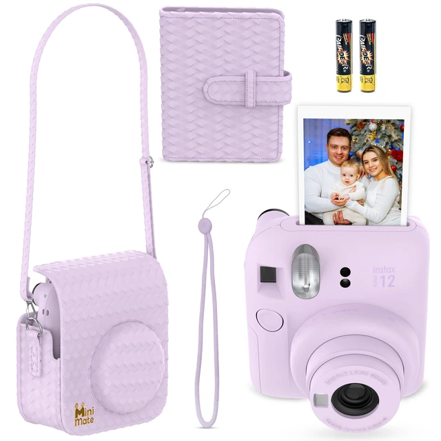 Alt view image 2 of 4 - Instax Mini 12 Instant Camera Lilac Purple + Minimate Custom Designed Case + Fuji Instax Film 10 Sheets & Photo Album