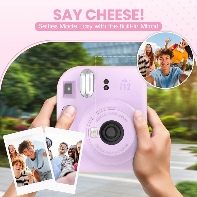 Alt view image 3 of 4 - Instax Mini 12 Instant Camera Lilac Purple + Minimate Custom Designed Case + Fuji Instax Film 10 Sheets & Photo Album