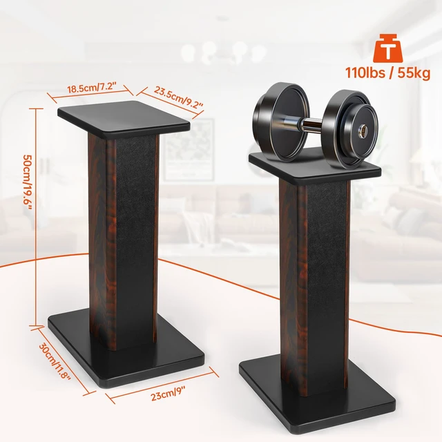 Alt view image 2 of 4 - 20 Inch (50CM)- Pair- Wood Speaker Stands for Home-Cinema HiFi Desktop and Satellite Speakers Monitor Stands
