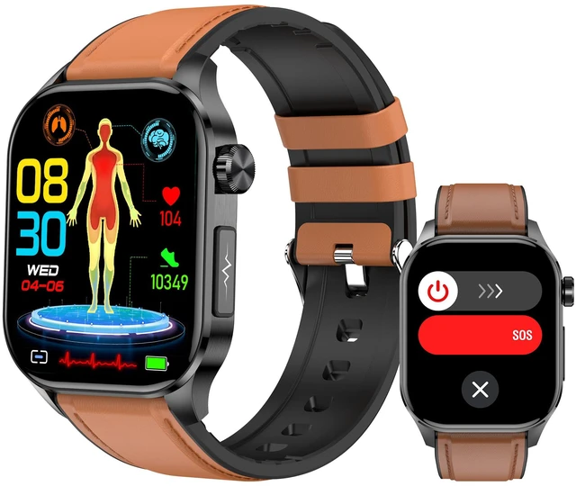 Main image of Smart Watch for Men Women, 2.04" AMOLED Color Screen, 24/7 Heart Rate, Blood Oxygen, Pressure, Sleep and Stress Health Monitor, Body Composition Insights, 150 Sports Modes (Brown)