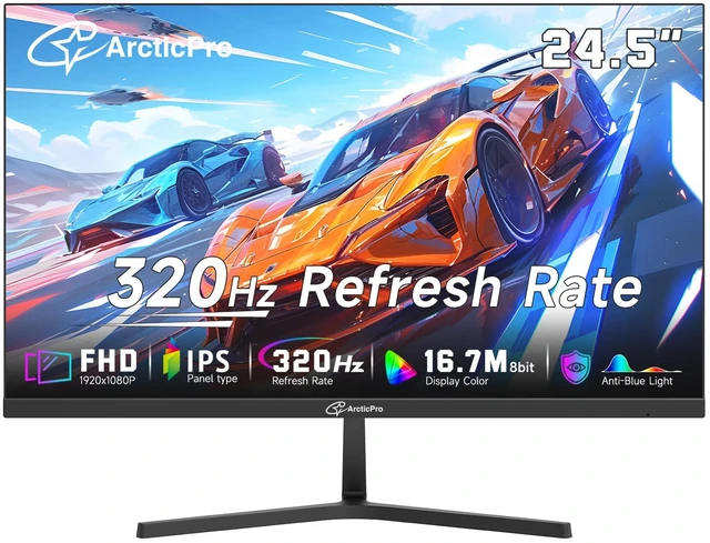 Main image of 24.5 inch 320Hz/300Hz/240Hz Gaming Monitor, FHD 1080p Computer Monitor, 1ms, IPS Panel, Adaptive sync, NTSC 85%, sRGB 120%, Ultra Slim, DP x2, HDMI x2, VESA, with DP Cable up to 320Hz