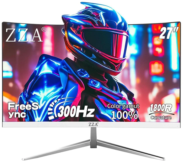 Main image of 27" Curved Gaming Monitor 300HZ Computer Monitor, FHD 1080p 1ms 1800R VA Screen, 99% sRGB, Support AMD FreeSync, Blue Light Filter, HDMI*2 & DP*2, VESA Mounting Compliant- White