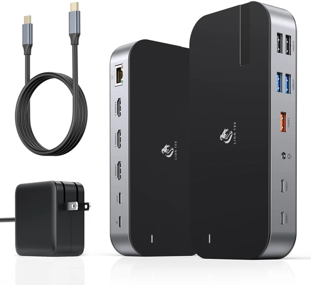Main image of Laptop Docking Station,16 in 1 USB C Docking Triple Monitor,USB C Dock Station with 3 HDMI,PD 100W, USB 3.1/3.0/2.0,RJ 45 Ethernet,microSD/SD Card,Audio for Dell/LenovoInclude Power Adapter