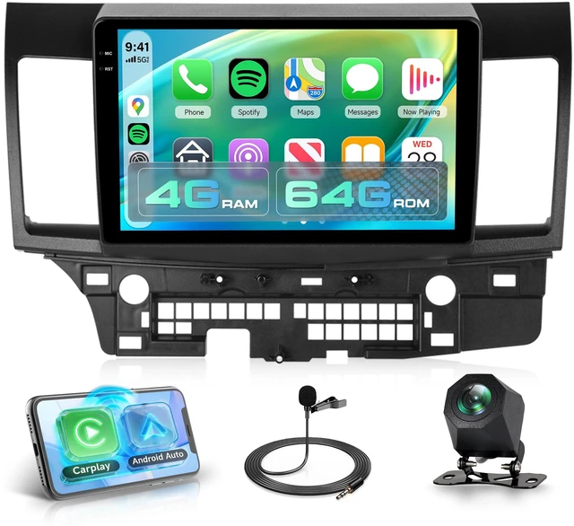 Main image of 4Core 4G+64G 10.1 Inch Car Stereo Radio for Mitsubishi Lancer 2008 2009 2010 2011-2017, Android Carplay Android Auto GPS Navigation WiFi Mirror Link EQ Touch Screen BT FM Backup Camera