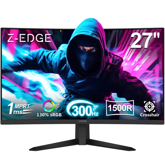 Main image of Z-Edge 27 inch Curved Gaming Monitor, FHD 1080P 300Hz 280Hz 240Hz Curved Monitor 1500R Computer Monitor, MPRT 1ms Monitor, FreeSync, Low Blue Light,16.7M Colors, UG27S 2X DP and 2X HDMI