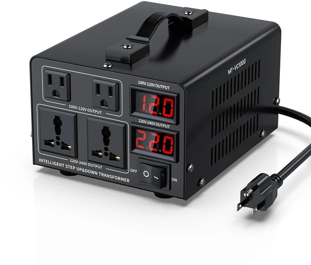 Main image of 1000W Voltage Converter Transformer(110V to 220V or 220V to 110V) Step Up/Down Converter 110/120 Volt - 220/240 Volt w/US Power Cord,Circuit Breaker Protection, LCD Screen Display