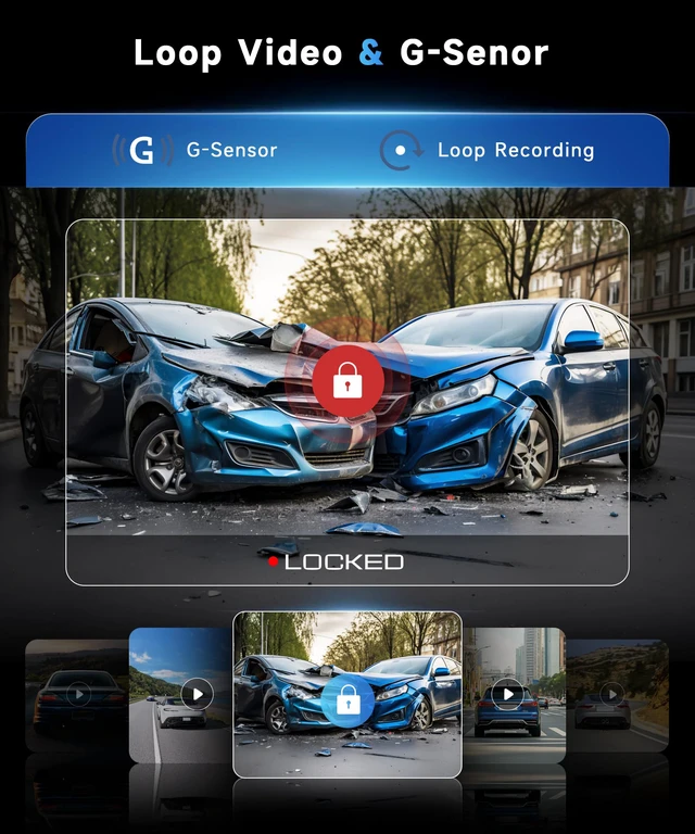 Alt view image 2 of 7 - 4 Channel 360 Dash Cam Front Rear Inside Left Right 3 Inch 2K Car Dash Camera with WiFi Night Vision Motion Detection 24H Parking Mode Loop Recording Reverse Monitor Without 64G TF Card