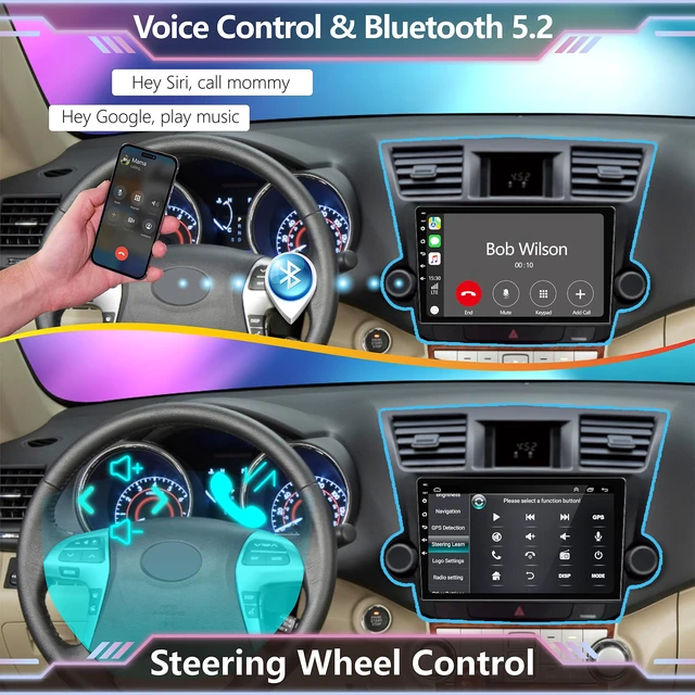 Alt view image 4 of 4 - 4+128GB Android 14 Car Radio for Toyota Highlander2008 2009 2010 2011 2012 2013,10.2Inch IPS Touch Screen Highlander Stereo with Wireless CarPlay&Android Auto, Bluetooth/WiFi/GPS/FM/SWC+Backup Camera