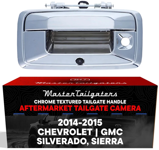 Main image of Chrome Tailgate Handle with Backup Camera Replacement for Chevrolet Silverado/GMC Sierra (2014-2015) | IP68 Waterproof | Parking Grid Lines Available | Easy to Install