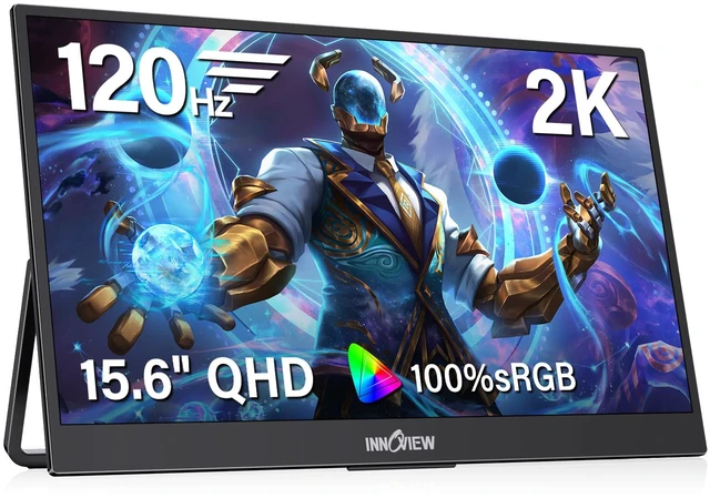 Main image of 15.6-Inch Portable Monitor, 120Hz 2K QHD, USB-C/HDMI, Thin & Light Travel Monitor for Laptop/Switch/PS5/Xbox (Adapter Not Included)