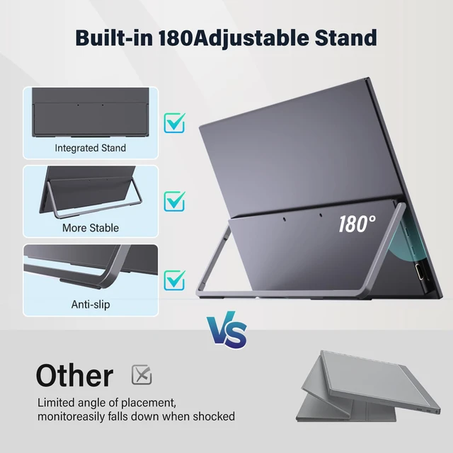 Alt view image 4 of 4 - 15.6-Inch Portable Monitor, 120Hz 2K QHD, USB-C/HDMI, Thin & Light Travel Monitor for Laptop/Switch/PS5/Xbox (Adapter Not Included)
