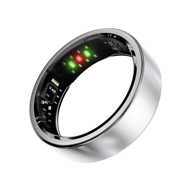 Main image of Titanium Smart Ring, Sleep & Activity Tracking Ring with Heart Rate, HRV, Stress Insights, 7-Day Battery Life, No Subscription, IP68 Waterproof, iOS & Android Compatible (Silver, 9)