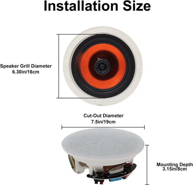 Alt view image 3 of 4 - in Ceiling Speakers, 6.5 Inch 600 Watts Flush Mount Passive Wired for Kitchen,Living Room,Office(4 Speakers)