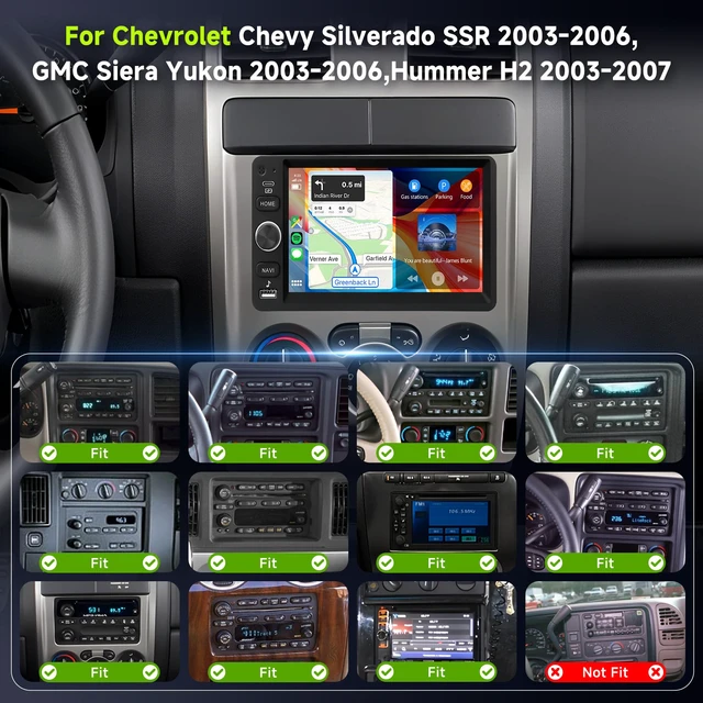 Alt view image 2 of 4 - DSP 8CORE 4G+64G Radio for Chevy Silverado SSR Tahoe 2003-2006,GMC Siera Yukon 2003-2006,Hummer H2 2003-2007 Wireless Carplay Android Auto,5.0Bluetooth 46EQ,1280P Touchscreen,FM/RDSCamera