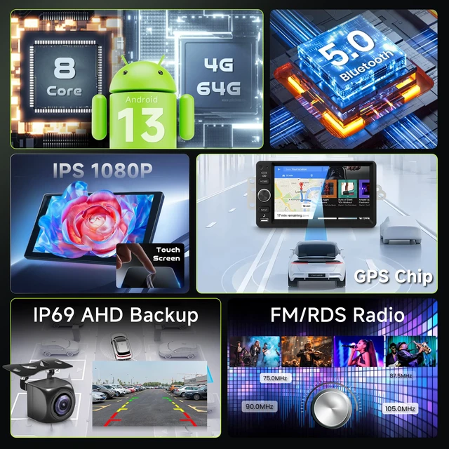 Alt view image 4 of 4 - DSP 8CORE 4G+64G Radio for Chevy Silverado SSR Tahoe 2003-2006,GMC Siera Yukon 2003-2006,Hummer H2 2003-2007 Wireless Carplay Android Auto,5.0Bluetooth 46EQ,1280P Touchscreen,FM/RDSCamera