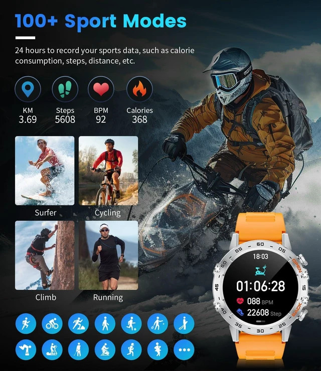 Alt view image 4 of 7 - Smart Watches for Men(Answer/Calls),1.39 inch Touchscreen/5ATM Waterproof/120+ Sports Modes Fitness Watch with Heart Rate for Android/iOS BW1846R